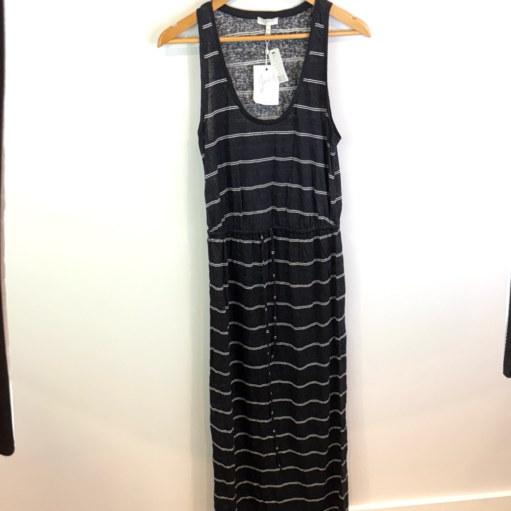 NWT Joie 100% linen Striped Black and white Maxi Dress size M